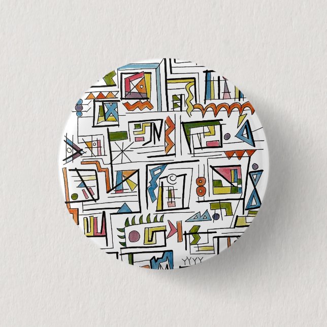 Portland-Whimsisk Abstrakt Geometrisk Konst Knapp (Framsida)