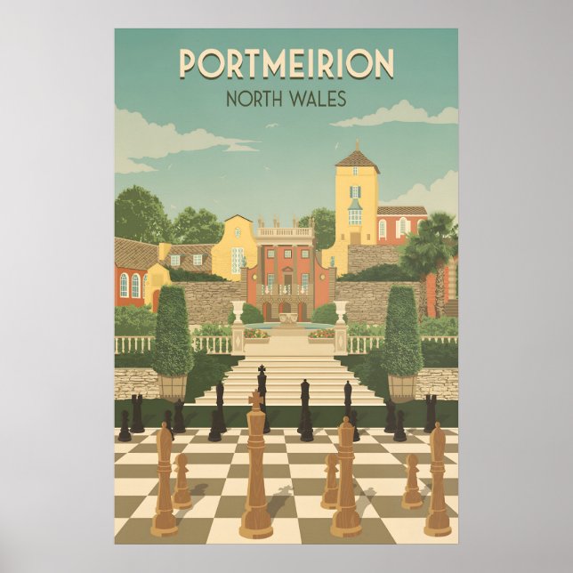 Portmeirion Norra Wales Resemässigt Affisch (Framsidan)