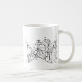 Portmeirion North Wales Pen och Bläck Sketch Kaffemugg