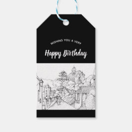 Portmeirion North Wales Pen och Bläck Sketch Presentetikett