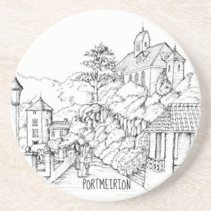 Portmeirion North Wales Pen och Bläck Sketch Underlägg