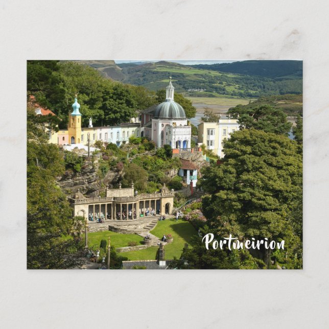 Portmeirion North Wales Tourist Village Scene Vykort (Framsida)