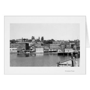 Portnsend, WA Waterfront Town View-fotografi Hälsningskort