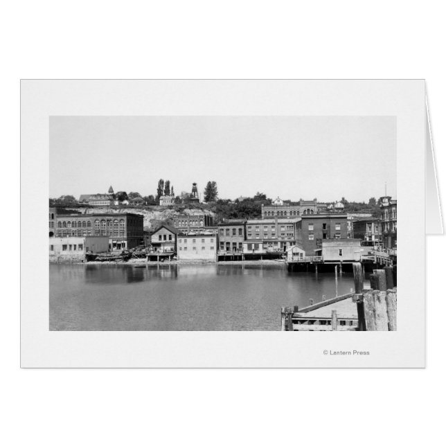 Portnsend, WA Waterfront Town View-fotografi Hälsningskort (Framsidan Horizontal)