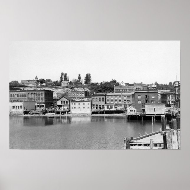 Portnsend, WA Waterfront Town View-fotografi Poster (Framsidan)