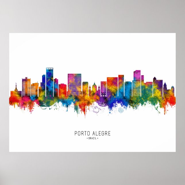 Porto Alegre Brasilien Skyline Poster (Framsidan)
