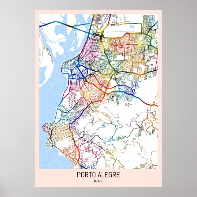 Porto Alegre Brasiliens stad Karta Poster (Framsidan)