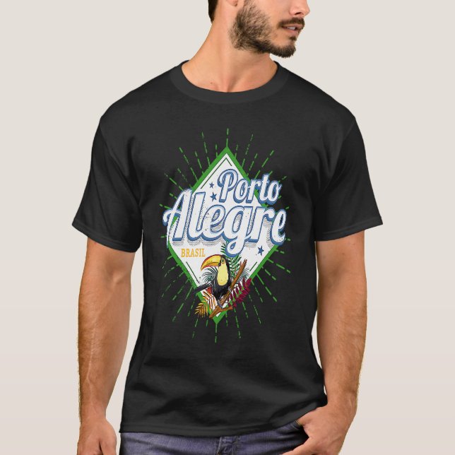 Porto Alegre Rio Grande do Sul Brazil Retro Toucan T Shirt (Framsida)