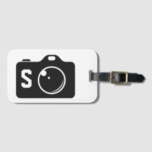 Porto Art Camera Black and White Monogram Bagagebricka