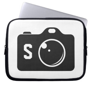 Porto Art Camera Black and White Monogram Laptop Fodral