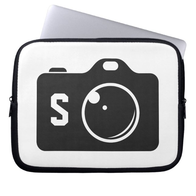Porto Art Camera Black and White Monogram Laptop Fodral (Framsidan)