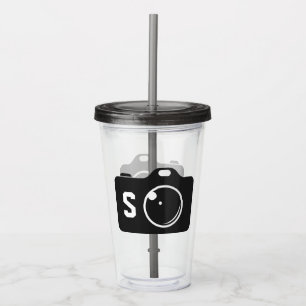 Porto Art Camera Black and White Monogram Take Away Mugg