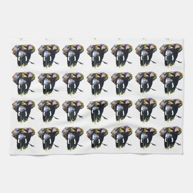 Porto Art Elephant Retro Illustration Kökshandduk (Horisontell)