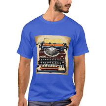 Porto av en vintage med skrivmaskin Blue T-Shirt