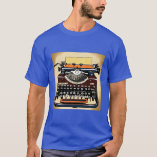 Porto av en vintage med skrivmaskin Blue T-Shirt