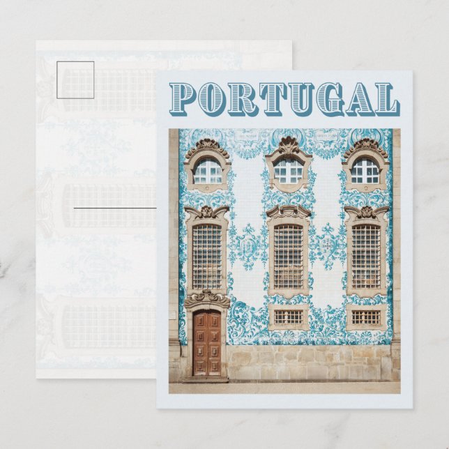 Porto Azulejo kyrkovägg, Portugal Resa Vykort (Fram/baksida)