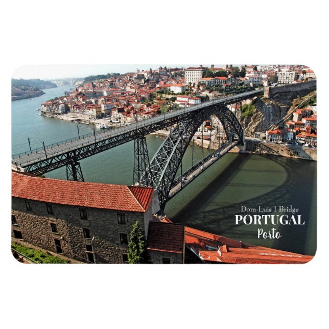Porto bridge over Douro River, Portugal Magnet (Horisontell)