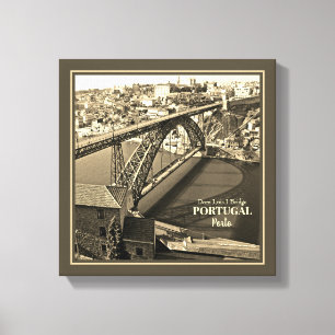 Porto bridge over Douro River, Portugal, Sepia Canvastryck