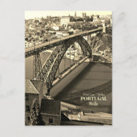 Porto bridge over Douro River, Portugal, Sepia