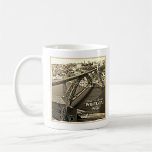 Porto bridge over Douro River, Portugal, Sepia Kaffemugg