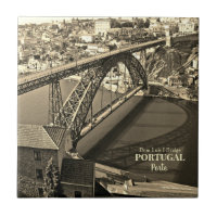 Porto bridge over Douro River, Portugal, Sepia
