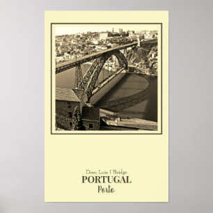 Porto-bron över Dourofloden, Portugal, sepia Poster