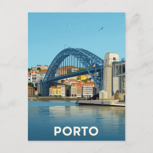 Porto-bron över Dourofloden Stadssiluett Vykort