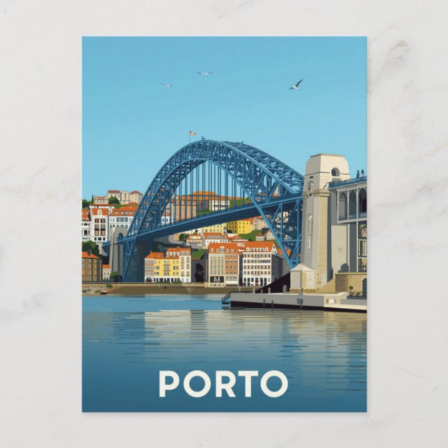 Porto-bron över Dourofloden Stadssiluett Vykort (Framsida)