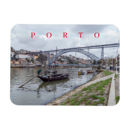 Porto-brygga och båtvykylmagnet magnet