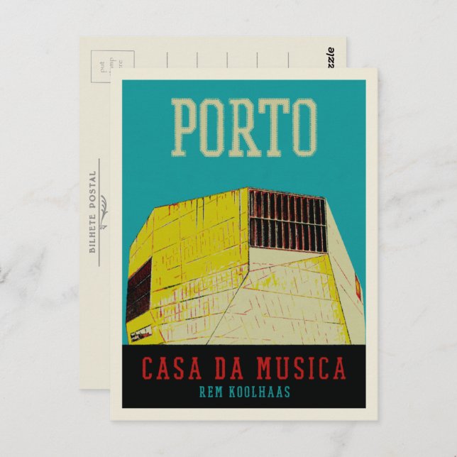 Porto Casa da Musica illustration Portugal Vykort (Fram/baksida)