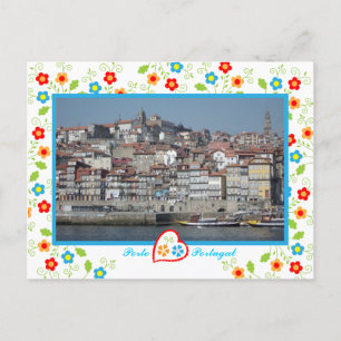 Porto city view over Douro River, Portugal Vykort