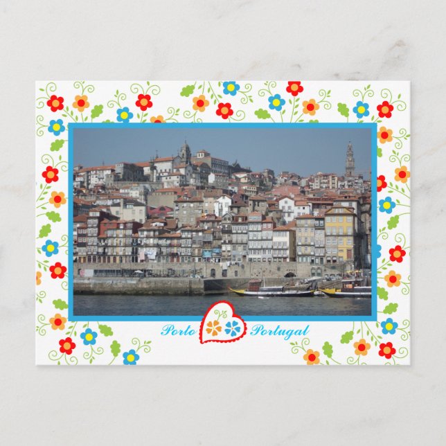 Porto city view over Douro River, Portugal Vykort (Framsida)