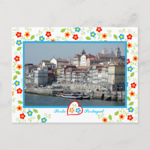 Porto city view over Douro River, Portugal Vykort