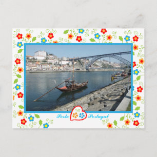 Porto city view over River and bridge, Portugal Vykort