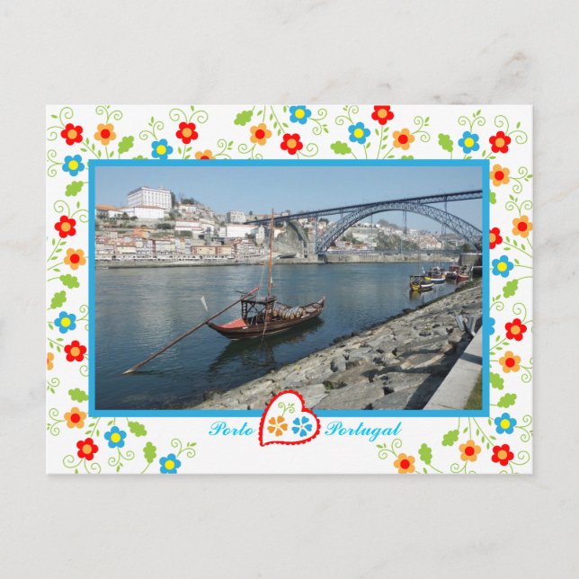 Porto city view over River and bridge, Portugal Vykort (Framsida)