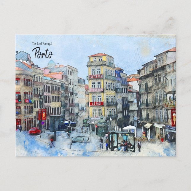 Porto- Det riktiga Portugal Vykort (Framsida)