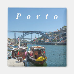 Porto. Douro River och Dom Luis I Bridge. Magnet