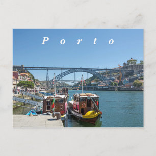 Porto. Douro River och Dom Luis I Bridge. Vykort