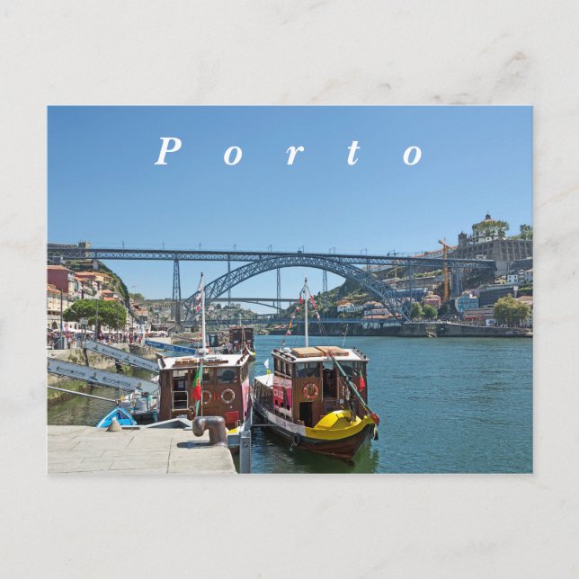 Porto. Douro River och Dom Luis I Bridge. Vykort (Framsida)