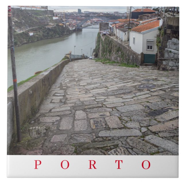 Porto Douro River-vykeramiskt plattor Kakelplatta (Framsidan)