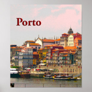 Porto från över Douroen Poster