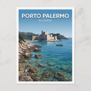 Porto Palermo slott och vik Himarë Albanien Resa Vykort