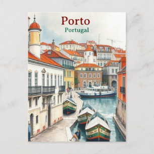 Porto Portugal Berömd Vintage Resa Plats Postkort Vykort