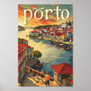Porto Portugal Berömd Vintage resor Ställe Poster