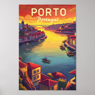 Porto Portugal Berömd Vintage resor Ställe Poster