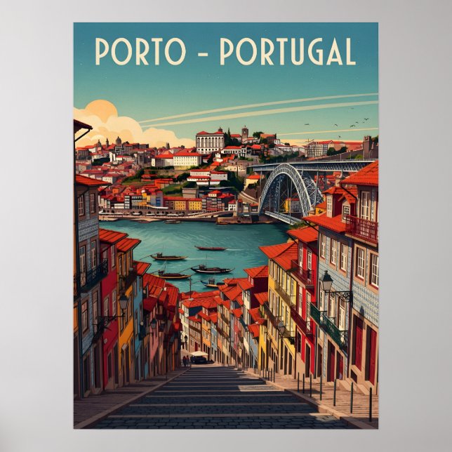 Porto, Portugal - City & River Poster (Framsidan)