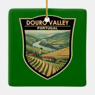 Porto Portugal Douro Valley Travel Art Emblem Julgransprydnad Keramik