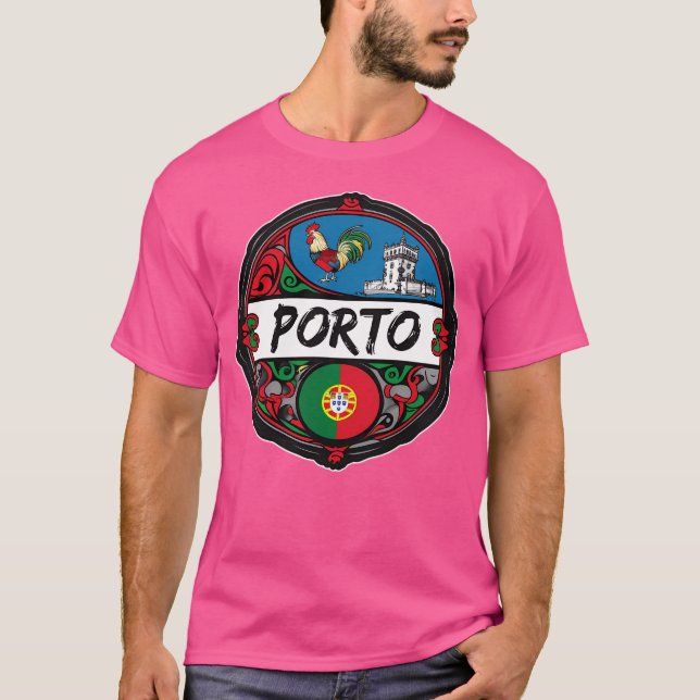 Porto Portugal Flagga Badge Travel Souvenir Porto  T Shirt (Framsida)