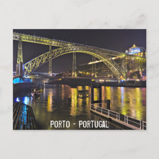 Porto - Portugal. Nattscen nära Douro River Vykort