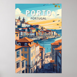 Porto Portugal Resa Konst Vintage Poster